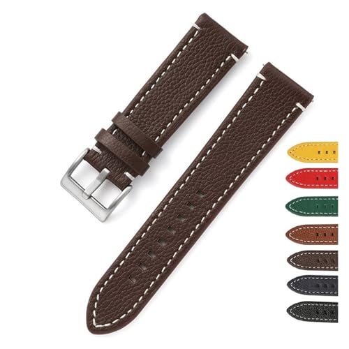 MILNBJK Jeniko Doppelseitiges Leder 18mm 20mm 22mm 24mm Armband Schnellverschluss Uhrenarmband Herren Damen Gelb Rot Schwarz Uhrenzubehör(Color:Dark brown,Size:18mm) von MILNBJK