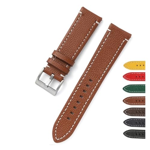 MILNBJK Jeniko Doppelseitiges Leder 18mm 20mm 22mm 24mm Armband Schnellverschluss Uhrenarmband Herren Damen Gelb Rot Schwarz Uhrenzubehör(Color:Light brown,Size:18mm) von MILNBJK