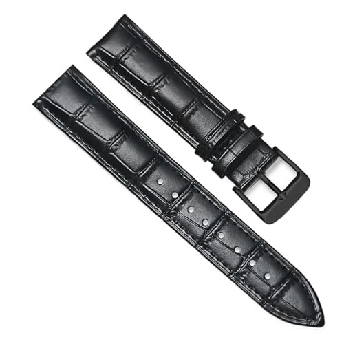 MILNBJK Jeniko Echtes Leder Uhrenarmbänder 16mm 18mm 20mm 22mm 24mm Uhrenarmband Armband Stahl Dornschließe Handgelenk Gürtel Armband (Color : Black-BK, Size : 18mm) von MILNBJK