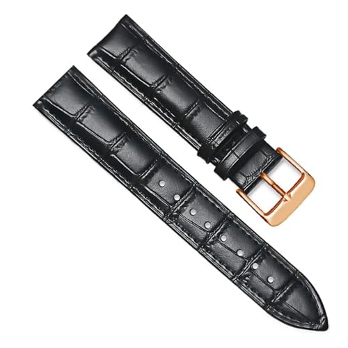 MILNBJK Jeniko Echtes Leder Uhrenarmbänder 16mm 18mm 20mm 22mm 24mm Uhrenarmband Armband Stahl Dornschließe Handgelenk Gürtel Armband (Color : Black-RG, Size : 16mm) von MILNBJK
