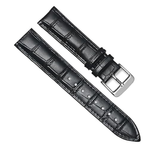 MILNBJK Jeniko Echtes Leder Uhrenarmbänder 16mm 18mm 20mm 22mm 24mm Uhrenarmband Armband Stahl Dornschließe Handgelenk Gürtel Armband (Color : Black-S, Size : 22mm) von MILNBJK