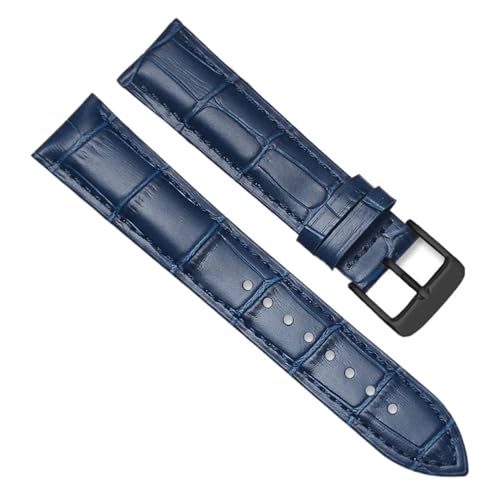 MILNBJK Jeniko Echtes Leder Uhrenarmbänder 16mm 18mm 20mm 22mm 24mm Uhrenarmband Armband Stahl Dornschließe Handgelenk Gürtel Armband (Color : Blue-BK, Size : 14mm) von MILNBJK