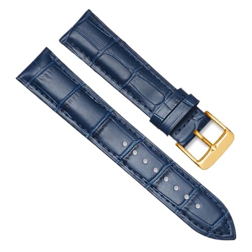 MILNBJK Jeniko Echtes Leder Uhrenarmbänder 16mm 18mm 20mm 22mm 24mm Uhrenarmband Armband Stahl Dornschließe Handgelenk Gürtel Armband (Color : Blue-G, Size : 14mm) von MILNBJK