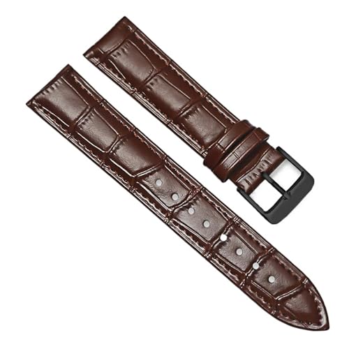 MILNBJK Jeniko Echtes Leder Uhrenarmbänder 16mm 18mm 20mm 22mm 24mm Uhrenarmband Armband Stahl Dornschließe Handgelenk Gürtel Armband (Color : Brown-BK, Size : 24mm) von MILNBJK