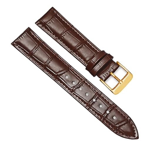 MILNBJK Jeniko Echtes Leder Uhrenarmbänder 16mm 18mm 20mm 22mm 24mm Uhrenarmband Armband Stahl Dornschließe Handgelenk Gürtel Armband (Color : Brown-G, Size : 20mm) von MILNBJK