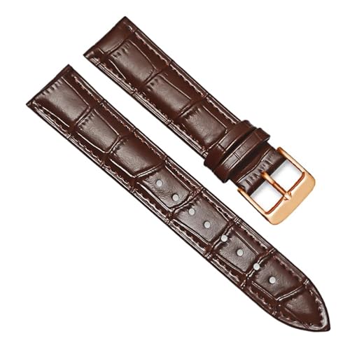 MILNBJK Jeniko Echtes Leder Uhrenarmbänder 16mm 18mm 20mm 22mm 24mm Uhrenarmband Armband Stahl Dornschließe Handgelenk Gürtel Armband (Color : Brown-RG, Size : 20mm) von MILNBJK