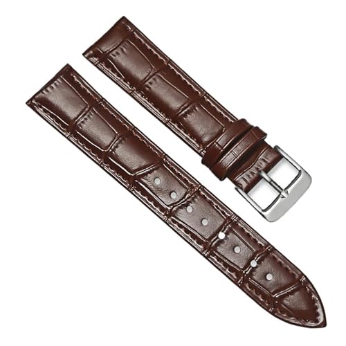 MILNBJK Jeniko Echtes Leder Uhrenarmbänder 16mm 18mm 20mm 22mm 24mm Uhrenarmband Armband Stahl Dornschließe Handgelenk Gürtel Armband (Color : Brown-S, Size : 16mm) von MILNBJK