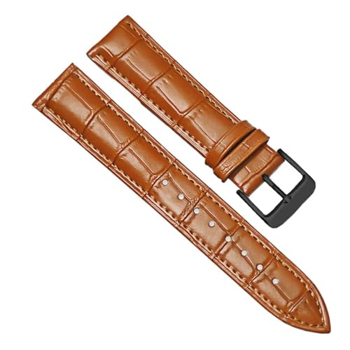 MILNBJK Jeniko Echtes Leder Uhrenarmbänder 16mm 18mm 20mm 22mm 24mm Uhrenarmband Armband Stahl Dornschließe Handgelenk Gürtel Armband (Color : Light brown-BK, Size : 12mm) von MILNBJK