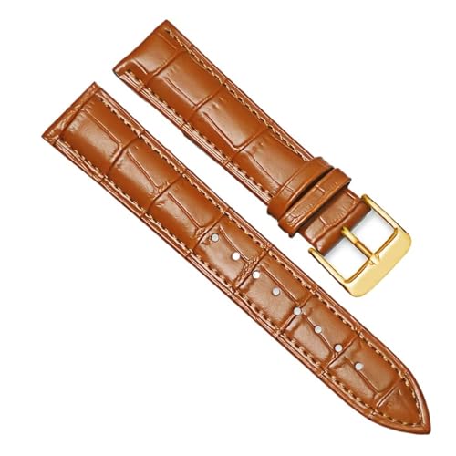MILNBJK Jeniko Echtes Leder Uhrenarmbänder 16mm 18mm 20mm 22mm 24mm Uhrenarmband Armband Stahl Dornschließe Handgelenk Gürtel Armband (Color : Light brown-G, Size : 20mm) von MILNBJK