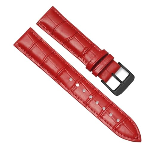 MILNBJK Jeniko Echtes Leder Uhrenarmbänder 16mm 18mm 20mm 22mm 24mm Uhrenarmband Armband Stahl Dornschließe Handgelenk Gürtel Armband (Color : Red-BK, Size : 14mm) von MILNBJK