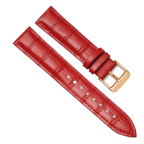 MILNBJK Jeniko Echtes Leder Uhrenarmbänder 16mm 18mm 20mm 22mm 24mm Uhrenarmband Armband Stahl Dornschließe Handgelenk Gürtel Armband (Color : Red-RG, Size : 12mm) von MILNBJK