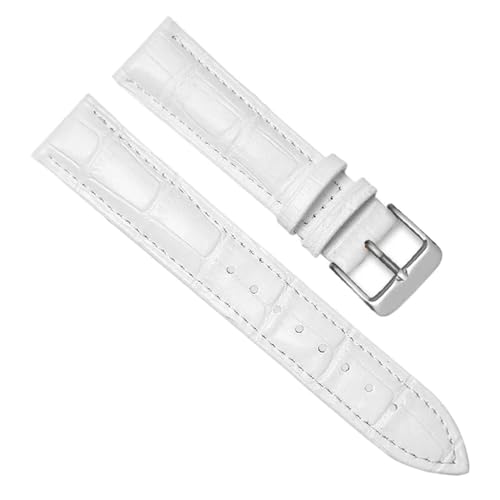 MILNBJK Jeniko Echtes Leder Uhrenarmbänder 16mm 18mm 20mm 22mm 24mm Uhrenarmband Armband Stahl Dornschließe Handgelenk Gürtel Armband (Color : White-S, Size : 12mm) von MILNBJK