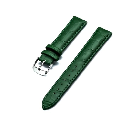 MILNBJK Jeniko Echtes Leder Uhrenarmbänder 18mm 20mm 22mm Uhr Stahl Dornschließe Band Armband Handgelenk Gürtel Armband + Werkzeug (Color : Green, Size : 18mm) von MILNBJK