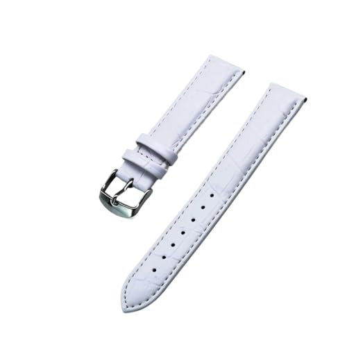 MILNBJK Jeniko Echtes Leder Uhrenarmbänder 18mm 20mm 22mm Uhr Stahl Dornschließe Band Armband Handgelenk Gürtel Armband + Werkzeug (Color : White, Size : 20mm) von MILNBJK