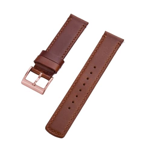 MILNBJK Jeniko Echtes Leder Uhrenarmbänder 20mm 22mm Uhrenarmband Dornschließe Schnellverschluss Handgelenk Gürtel Armband (Color : Brown Rose Gold, Size : 20mm) von MILNBJK