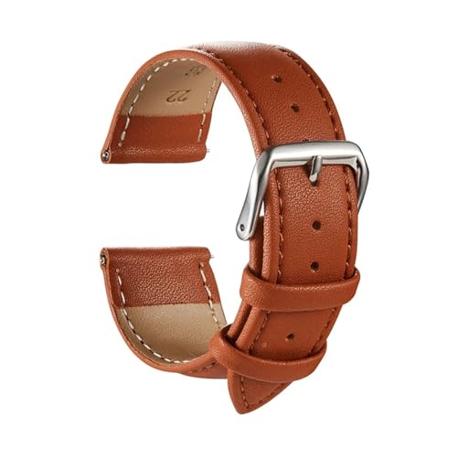 MILNBJK Jeniko Echtes Leder Uhrenarmbänder Kalbsleder Ersetzen Armbanduhr Straps 18mm 20mm 22mm 24mm Uhr Zubehör Männer Frauen Weiche armband (Color : Light Brown, Size : 20mm) von MILNBJK