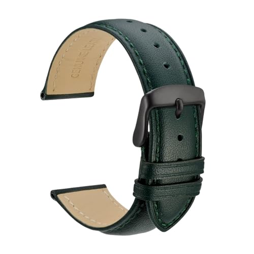 MILNBJK Jeniko Echtes Leder-Uhrenarmband, 14 Mm, 16 Mm, 18 Mm, 19 Mm, 20 Mm, 21 Mm, 22 Mm, 23 Mm, 24 Mm, Ersatzbänder For Männer Und Frauen (Color : Dark Green-Black, Size : 23mm) von MILNBJK