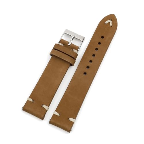 MILNBJK Jeniko Echtes Leder-Uhrenarmband, 18–22 Mm, Edelstahl-Schnalle, Nubuk-Uhrenarmbänder, Armband-Zubehör For Herren-Armbanduhren(Color:Brown,Size:19mm) von MILNBJK