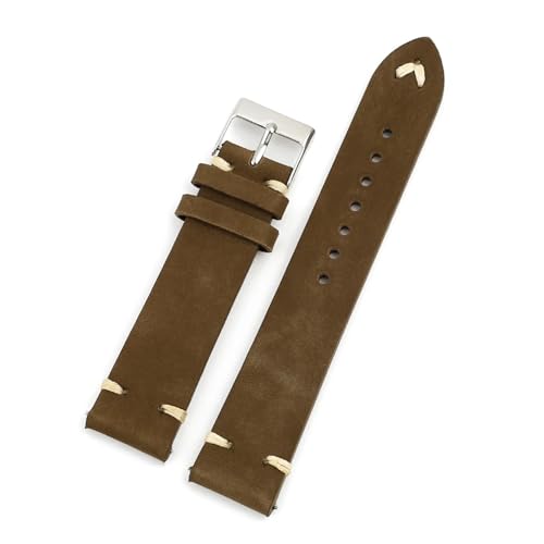 MILNBJK Jeniko Echtes Leder-Uhrenarmband, 18–22 Mm, Edelstahl-Schnalle, Nubuk-Uhrenarmbänder, Armband-Zubehör For Herren-Armbanduhren(Color:Light coffee,Size:19mm) von MILNBJK