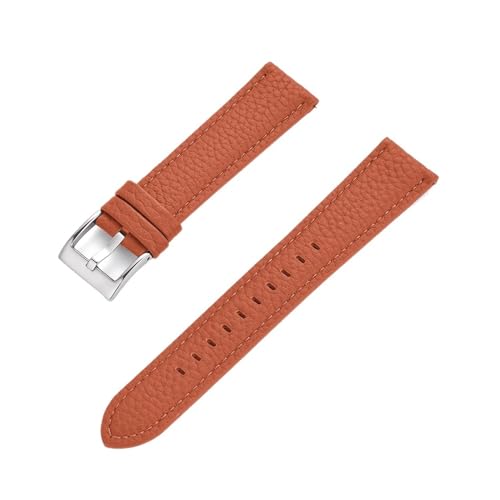 MILNBJK Jeniko Echtes Leder-Uhrenarmband 20 Mm 22 Mm Schnellverschluss-Uhrenarmbänder For Armband-Uhrenzubehör (Color : Orange Silver, Size : 20mm) von MILNBJK