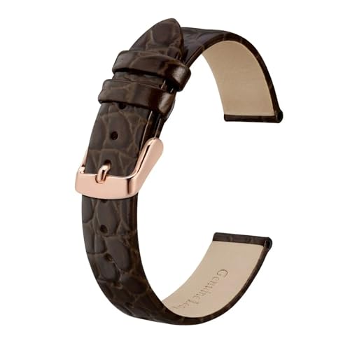 MILNBJK Jeniko Echtes Leder-Uhrenarmband For Damen Und Herren, 8 Mm, 10 Mm, 12 Mm, 14 Mm, 16 Mm, 18 Mm, 19 Mm, 20 Mm, Ersatzarmband, Edelstahl-Schnalle (Color : Brown-Rosegold, Size : 8mm) von MILNBJK