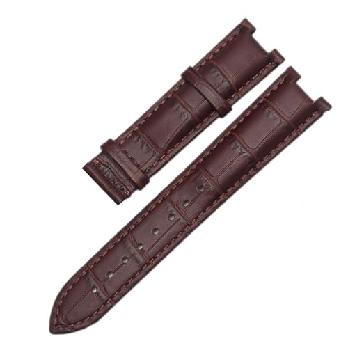 MILNBJK Jeniko Echtes Lederarmband, kompatibel mit GC-Armband 22 x 13 mm, 20 x 11 mm, gekerbtes Armband mit Butterfly-Schnalle aus Edelstahl (Color : Brown no clasp, Size : DIY size) von MILNBJK