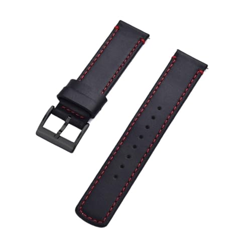 MILNBJK Jeniko Echtes Lederarmband 20 Mm 22 Mm Uhrenarmband Dornschließe Schnellverschluss-Uhrenarmbänder Handgelenk-Gürtel-Armband (Color : Black Red Black, Size : 22mm) von MILNBJK