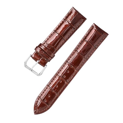 MILNBJK Jeniko Echtleder-Uhrenarmband, Slub-Muster, Eisoberfläche, Glänzendes Armband, 12, 14, 16, 18, 20, 22 Mm, Uhrenarmband, Uhrenzubehör (Color : Brown, Size : 20mm) von MILNBJK