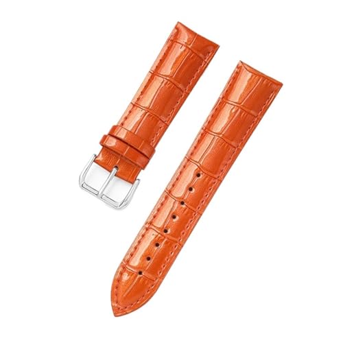 MILNBJK Jeniko Echtleder-Uhrenarmband, Slub-Muster, Eisoberfläche, Glänzendes Armband, 12, 14, 16, 18, 20, 22 Mm, Uhrenarmband, Uhrenzubehör (Color : Orange, Size : 12mm) von MILNBJK