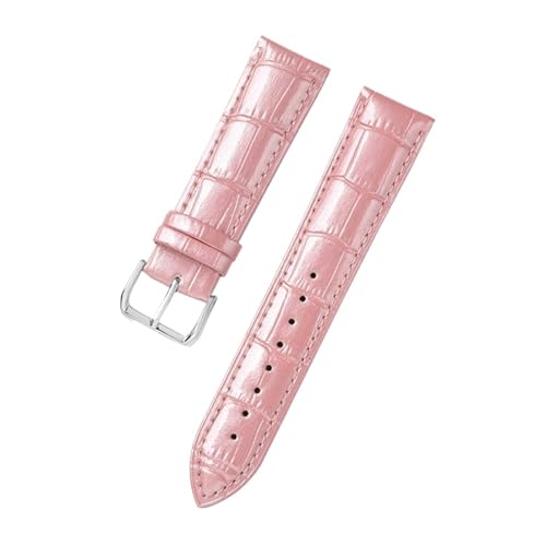 MILNBJK Jeniko Echtleder-Uhrenarmband, Slub-Muster, Eisoberfläche, Glänzendes Armband, 12, 14, 16, 18, 20, 22 Mm, Uhrenarmband, Uhrenzubehör (Color : Pink, Size : 12mm) von MILNBJK