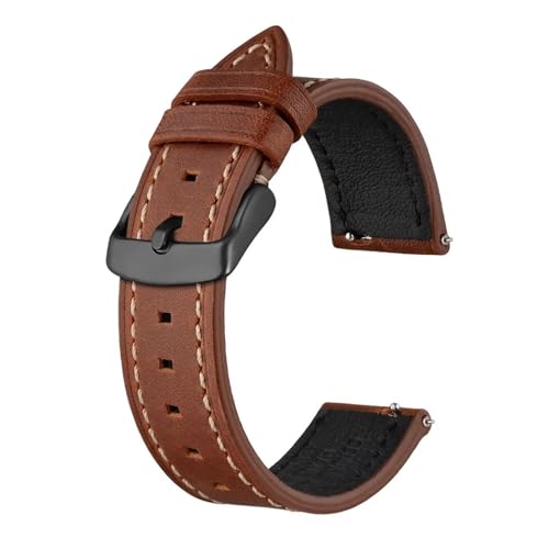 MILNBJK Jeniko Echtlederarmband 18 Mm 19 Mm 20 Mm 21 Mm 22 Mm, Schnellverschluss, Kalbsleder-Uhrenarmband, Uhrenzubehör For Männer Und Frauen (Color : Red Brown - Black, Size : 19mm) von MILNBJK