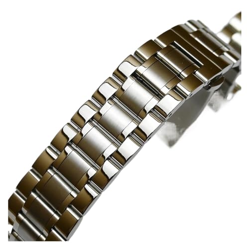 MILNBJK Jeniko Edelstahl-Uhrenarmband, 18 Mm, 19 Mm, 20 Mm, 22 Mm, 24 Mm, 7 Perlen, Solides Armband For Herren, Mechanische Uhren, Quarz (Color : Gold, Size : 18mm) von MILNBJK