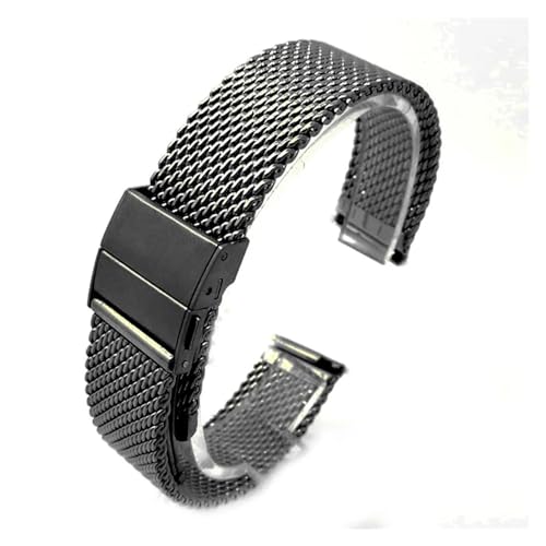 MILNBJK Jeniko Edelstahl-Uhrenarmband, 18 Mm, 20 Mm, 22 Mm, Silber, Schwarz, Roségold, Gold, Schnellverschluss-Uhrenarmband (Color : Black, Size : 20mm) von MILNBJK