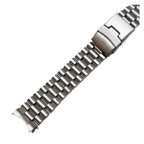 MILNBJK Jeniko Edelstahl-Uhrenarmband, Gebogenes Ende, Uhrenarmband, 20 Mm, 22 Mm, Handgelenkgürtel, Armband, Silber, Schwarz, Kompatibel Mit Tissot (Color : Silver 3 round, Size : 20mm) von MILNBJK