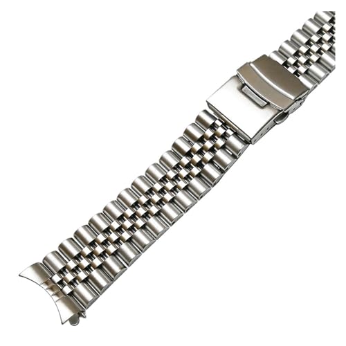 MILNBJK Jeniko Edelstahl-Uhrenarmband, Gebogenes Ende, Uhrenarmband, 20 Mm, 22 Mm, Handgelenkgürtel, Armband, Silber, Schwarz, Kompatibel Mit Tissot (Color : Silver 5 round, Size : 20mm) von MILNBJK