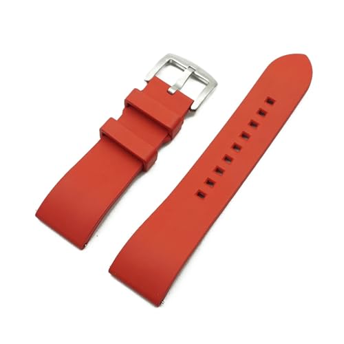 MILNBJK Jeniko FKM Gummi Uhrenarmband Sport Wasserdicht/Tauchen Schnellverschluss Uhrenarmbänder 20mm 22mm 24mm Armband (Color : Red(silver), Size : 20mm) von MILNBJK