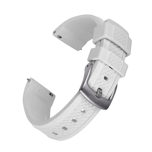 MILNBJK Jeniko FKM-Uhrenarmband Mit Schnellverschluss, 20 Mm, 22 Mm, Fluorkautschuk-Bänder, Neues Design-Armband For Herren-Taucheruhren (Color : White, Size : 20mm) von MILNBJK