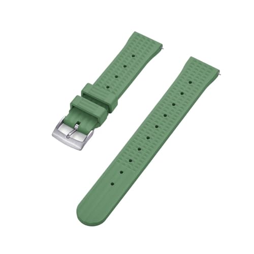 MILNBJK Jeniko Fluorkautschuk 20 Mm 22 Mm Waffel-Uhrenarmband, Schnellverschluss, FKM-Uhrenarmband For Herren, Ersatzarmband (Color : Army Green Silver, Size : 20mm) von MILNBJK