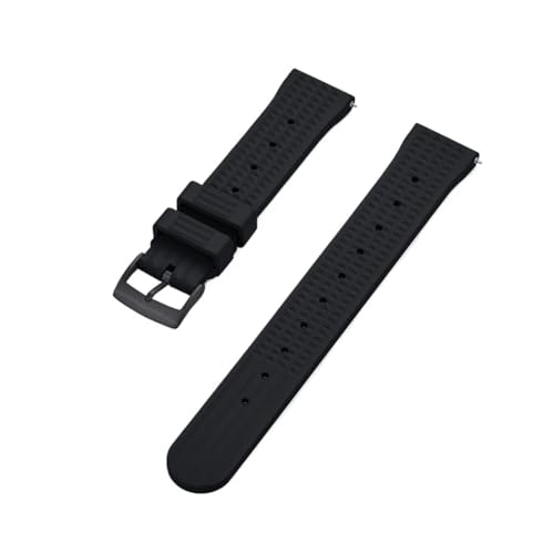 MILNBJK Jeniko Fluorkautschuk 20 Mm 22 Mm Waffel-Uhrenarmband, Schnellverschluss, FKM-Uhrenarmband For Herren, Ersatzarmband (Color : Black Black, Size : 22mm) von MILNBJK