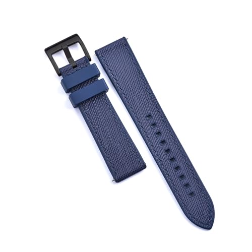 MILNBJK Jeniko Fluorkautschuk-Leder-Uhrenarmband, 20 Mm, 22 Mm, Hybrid-FKM-Uhrenarmband, Schnellverschluss-Armband For Herren-Taucheruhren (Color : Blue-Blue 2, Size : 22mm) von MILNBJK
