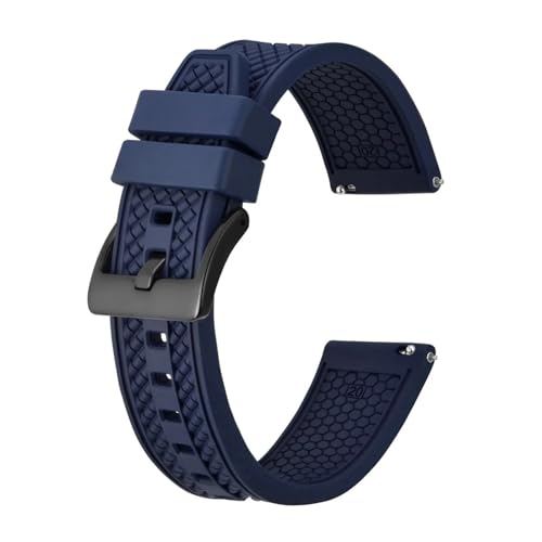 MILNBJK Jeniko Fluorkautschuk-Uhrenarmband, 18 Mm, 20 Mm, 22 Mm, Gummi-Schnellverschluss-Armband For Herren Und Damen, Sportuhrenarmband (Color : Blue-Black Buckle, Size : 22mm) von MILNBJK