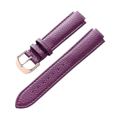 MILNBJK Jeniko Geeignet Kompatibel Mit Cartier Blue Balloon Strap, Litschi-Leder, Weiches Leder, 12 Mm, Konvexes Armband, Zubehör For Damen Und Herren (Color : Purple rose buckle, Size : 14X8mm) von MILNBJK