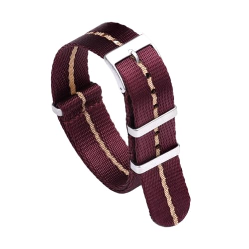 MILNBJK Jeniko Glattes Nylonband 20 Mm 22 Mm Armband Dornschließe Sicherheitsgurt Uhrenarmbänder For Herrenuhrenzubehör (Color : Red-Khaki, Size : 22mm) von MILNBJK