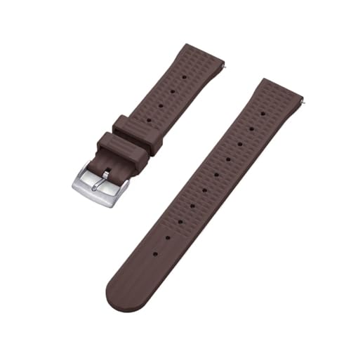 MILNBJK Jeniko Gummi-Uhrenarmband, Staubdicht, Wasserdicht, Schnellverschluss, Waffelarmband, 20 Mm, 22 Mm, Geeignet For Herren-Taucheruhren (Color : Brown Silver, Size : 22mm) von MILNBJK