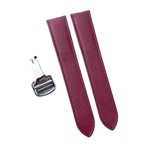 MILNBJK Jeniko Handgefertigtes Schnellverschluss-Lederarmband Aus Ziegenleder, Kompatibel Mit Der Cartier Tank London Herren-Damenuhr (Color : Claret, Size : 13) von MILNBJK