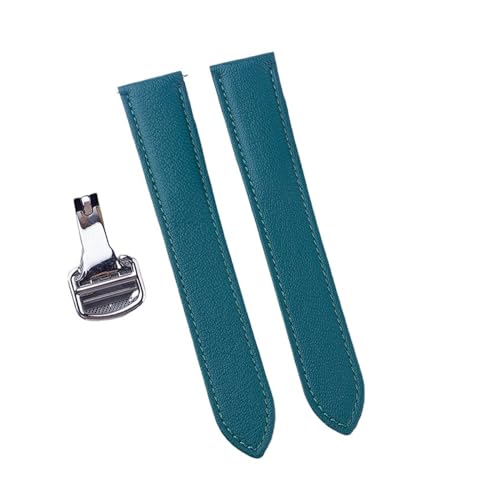 MILNBJK Jeniko Handgefertigtes Schnellverschluss-Lederarmband Aus Ziegenleder, Kompatibel Mit Der Cartier Tank London Herren-Damenuhr (Color : Malachite green, Size : 13) von MILNBJK