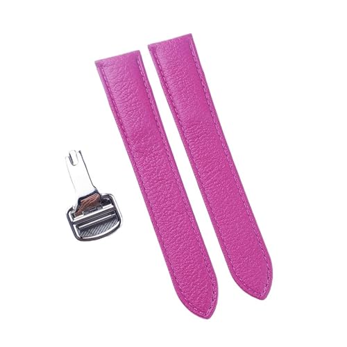 MILNBJK Jeniko Handgefertigtes Schnellverschluss-Lederarmband Aus Ziegenleder, Kompatibel Mit Der Cartier Tank London Herren-Damenuhr (Color : Rose purple, Size : 15) von MILNBJK