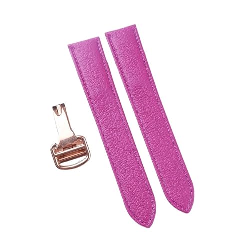 MILNBJK Jeniko Handgefertigtes Schnellverschluss-Lederarmband Aus Ziegenleder, Kompatibel Mit Der Cartier Tank London Herren-Damenuhr (Color : Rose purple rose, Size : 14) von MILNBJK