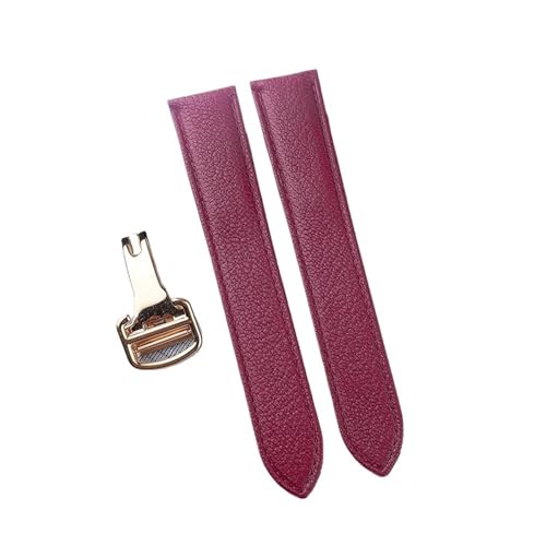 MILNBJK Jeniko Handgefertigtes Schnellverschluss-Lederarmband Aus Ziegenleder, Kompatibel Mit Der Cartier Tank London Herren-Damenuhr (Color : Wine red gold, Size : 13) von MILNBJK