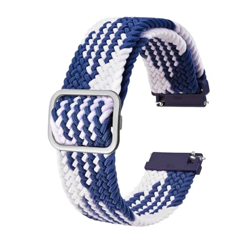 MILNBJK Jeniko Herren-Uhrenarmbänder Aus Nylon, Verstellbar, Geflochtene Schlaufenbänder, 18 Mm, 19 Mm, 20 Mm, 22 Mm, Schnellverschluss-Sportuhrenarmband (Color : White Blue-A, Size : 19mm) von MILNBJK